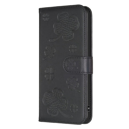 For Samsung Galaxy S25 Ultra 5G Four-leaf Embossed Leather Phone Case(Black) by buy2fix