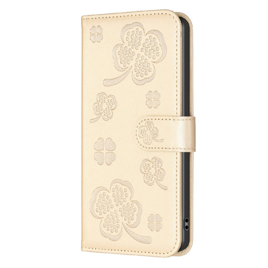 For Samsung Galaxy S25 Ultra 5G Four-leaf Embossed Leather Phone Case(Gold) by buy2fix