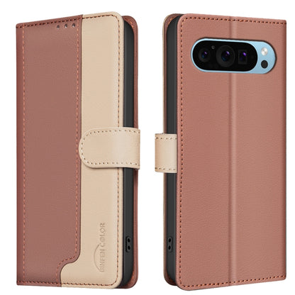 For Google Pixel 9 Color Matching RFID Anti-theft Leather Phone Case(Brown) by buy2fix