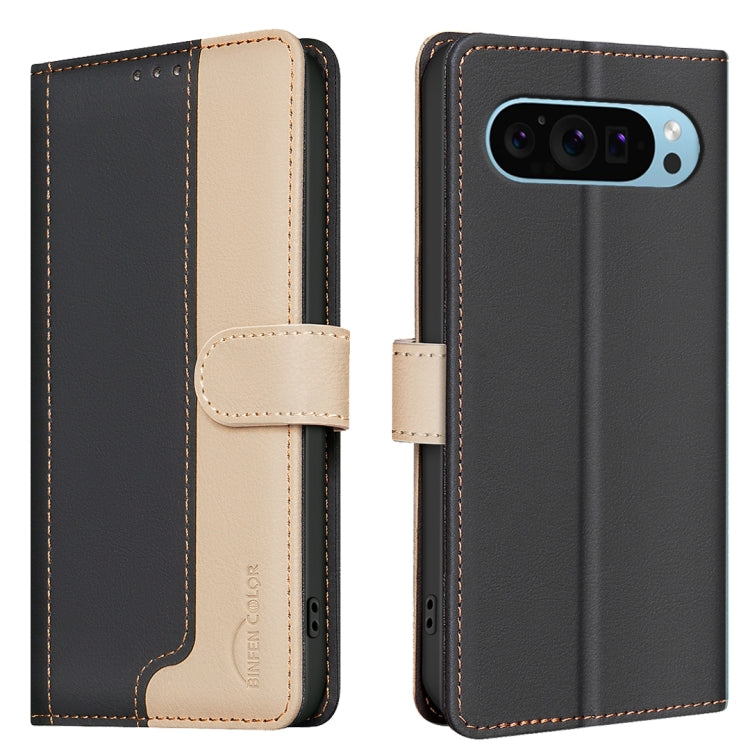 For Google Pixel 9 Color Matching RFID Anti-theft Leather Phone Case(Black) by buy2fix