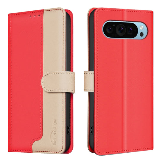 For Google Pixel 9 Color Matching RFID Anti-theft Leather Phone Case(Red) by buy2fix