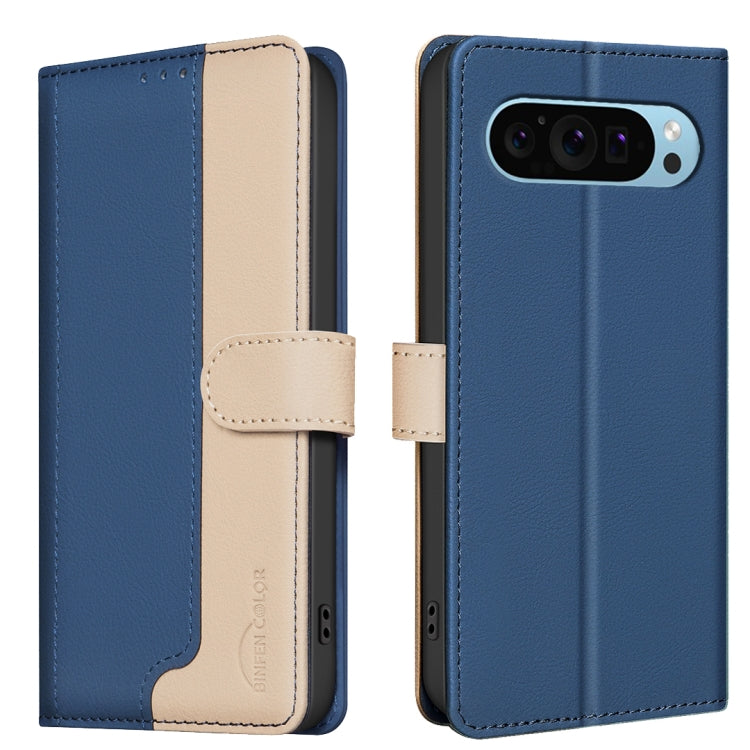 For Google Pixel 9 Color Matching RFID Anti-theft Leather Phone Case(Blue) by buy2fix