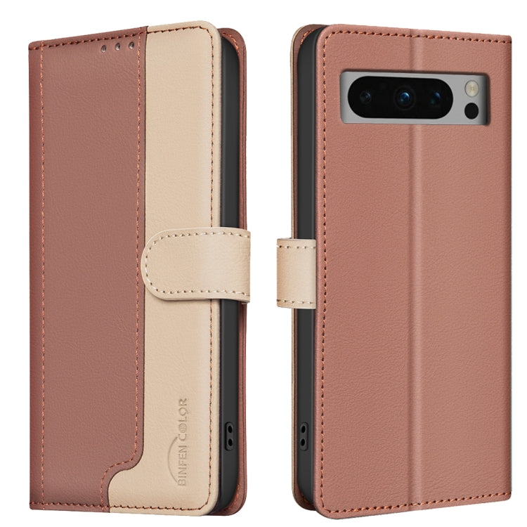 For Google Pixel 9 Pro Color Matching RFID Anti-theft Leather Phone Case(Brown) by buy2fix