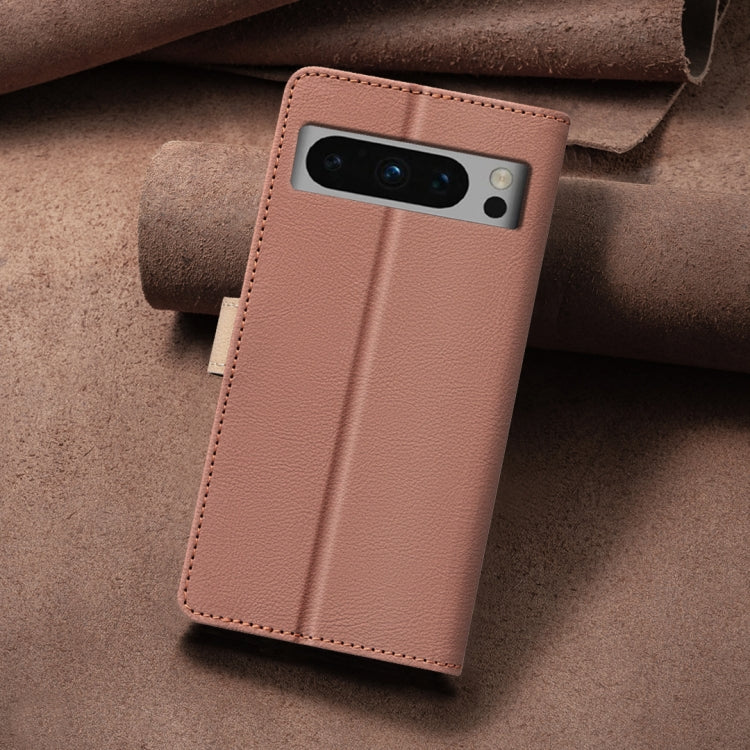 For Google Pixel 9 Pro Color Matching RFID Anti-theft Leather Phone Case(Brown) by buy2fix