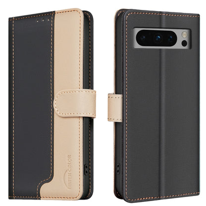 For Google Pixel 9 Pro Color Matching RFID Anti-theft Leather Phone Case(Black) by buy2fix