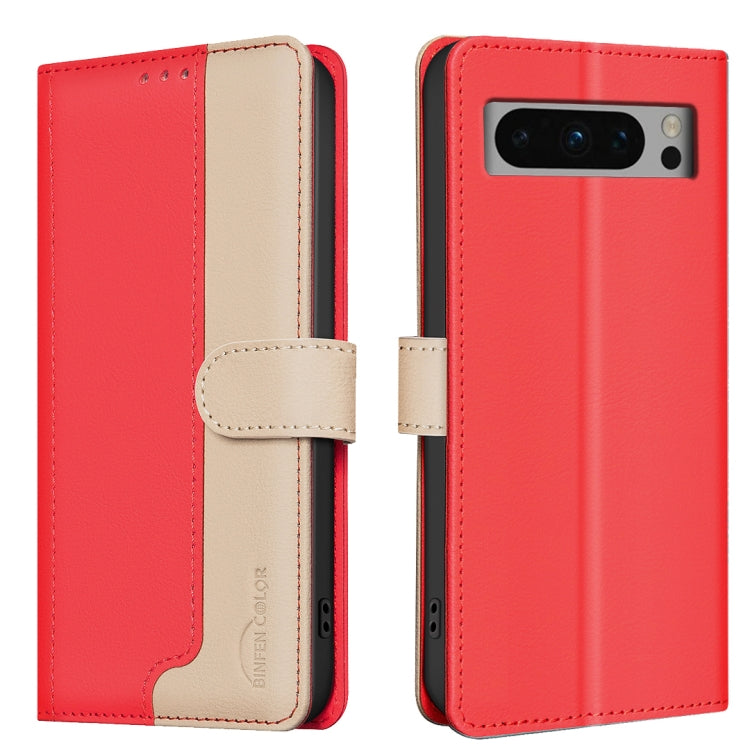 For Google Pixel 9 Pro Color Matching RFID Anti-theft Leather Phone Case(Red) by buy2fix