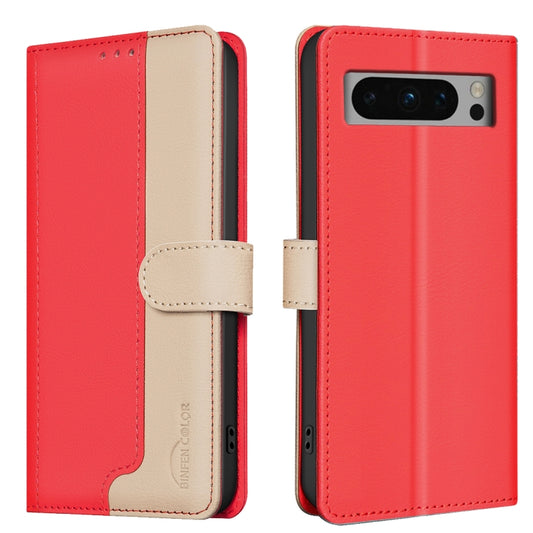 For Google Pixel 9 Pro Color Matching RFID Anti-theft Leather Phone Case(Red) by buy2fix