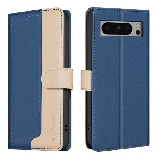 For Google Pixel 9 Pro Color Matching RFID Anti-theft Leather Phone Case(Blue) by buy2fix