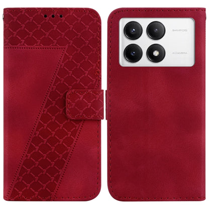 For Redmi K70 / K70 Pro Seven-shaped Embossed Leather Phone Case(Red) - Xiaomi Cases by buy2fix | Online Shopping UK | buy2fix