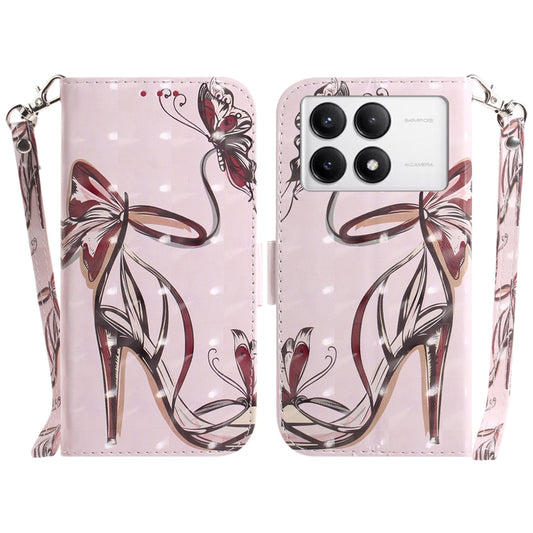 For Xiaomi Redmi K70 Pro / K70 3D Colored Flip Leather Phone Case(Butterfly High-heeled) - Xiaomi Cases by buy2fix | Online Shopping UK | buy2fix