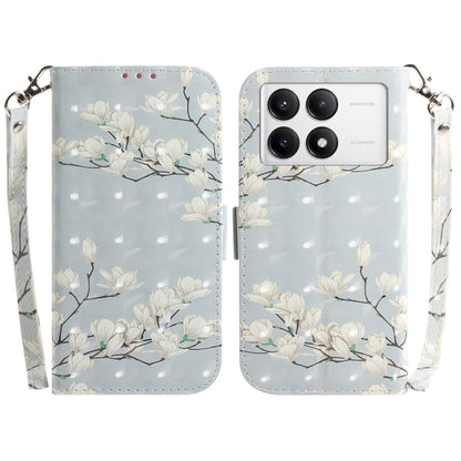 For Xiaomi Redmi K70 Pro / K70 3D Colored Flip Leather Phone Case(Magnolia) - Xiaomi Cases by buy2fix | Online Shopping UK | buy2fix