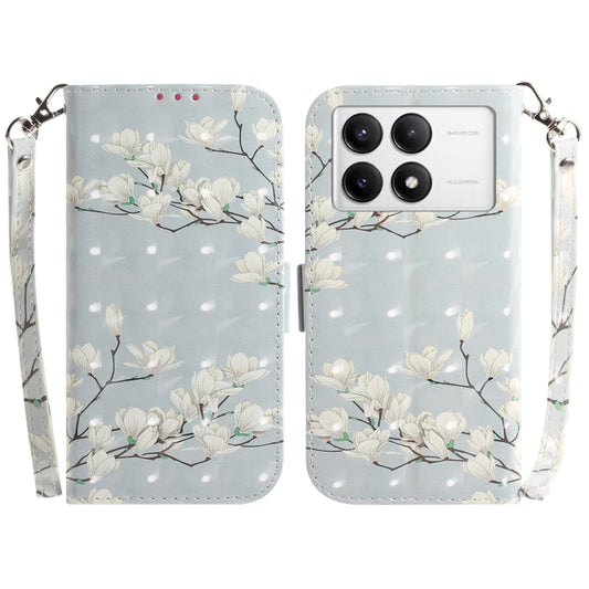 For Xiaomi Redmi K70 Pro / K70 3D Colored Flip Leather Phone Case(Magnolia) - Xiaomi Cases by buy2fix | Online Shopping UK | buy2fix