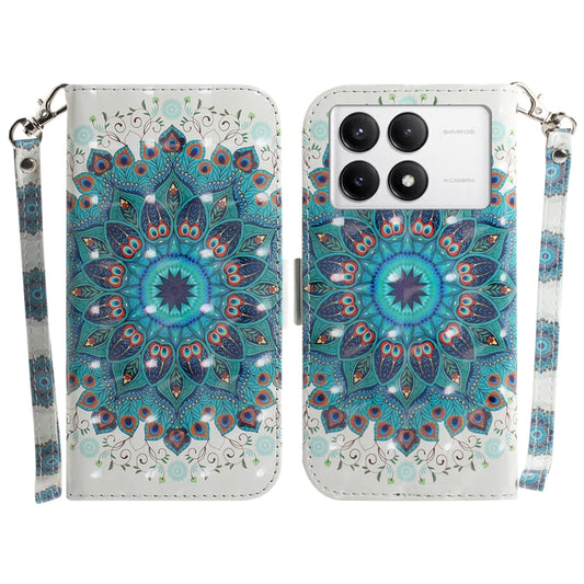 For Xiaomi Redmi K70 Pro / K70 3D Colored Flip Leather Phone Case(Peacock Wreath) - Xiaomi Cases by buy2fix | Online Shopping UK | buy2fix