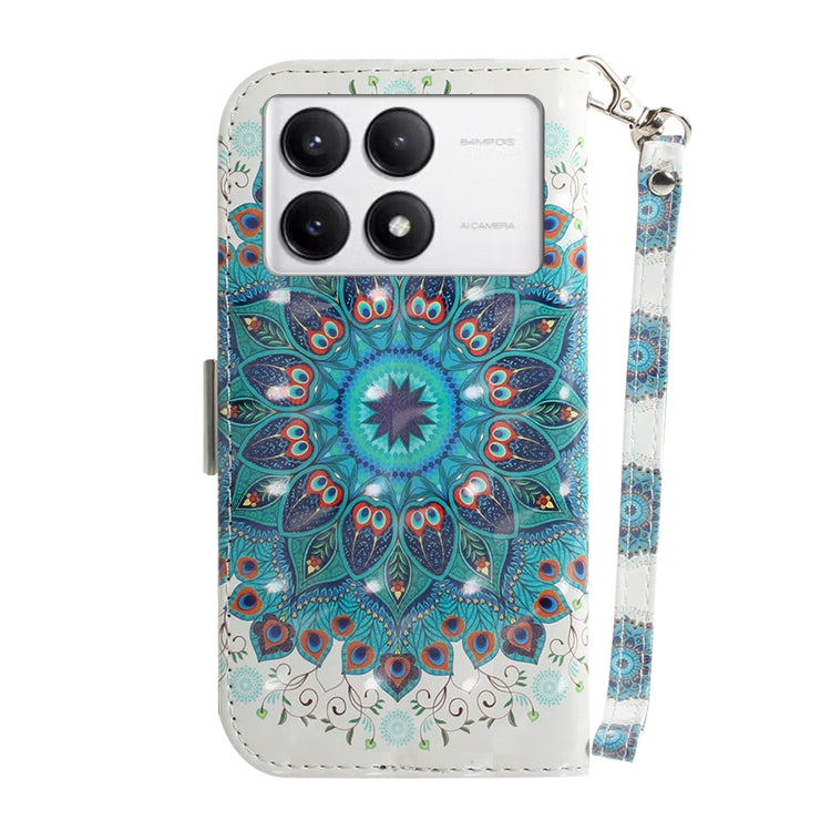 For Xiaomi Redmi K70 Pro / K70 3D Colored Flip Leather Phone Case(Peacock Wreath) - Xiaomi Cases by buy2fix | Online Shopping UK | buy2fix