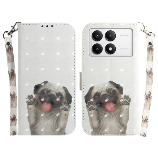 For Xiaomi Redmi K70 Pro / K70 3D Colored Flip Leather Phone Case(Pug) - Xiaomi Cases by buy2fix | Online Shopping UK | buy2fix