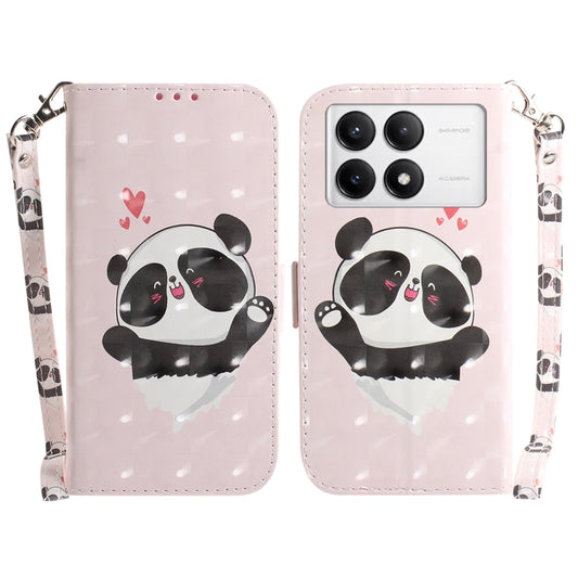 For Xiaomi Redmi K70 Pro / K70 3D Colored Flip Leather Phone Case(Heart Panda) - Xiaomi Cases by buy2fix | Online Shopping UK | buy2fix