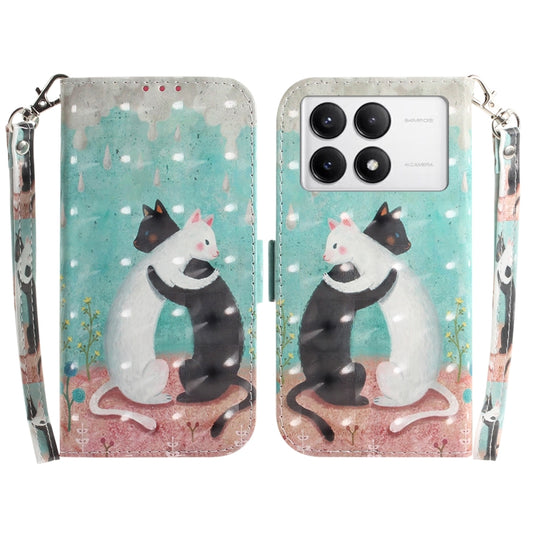 For Xiaomi Redmi K70 Pro / K70 3D Colored Flip Leather Phone Case(Black White Cat) - Xiaomi Cases by buy2fix | Online Shopping UK | buy2fix