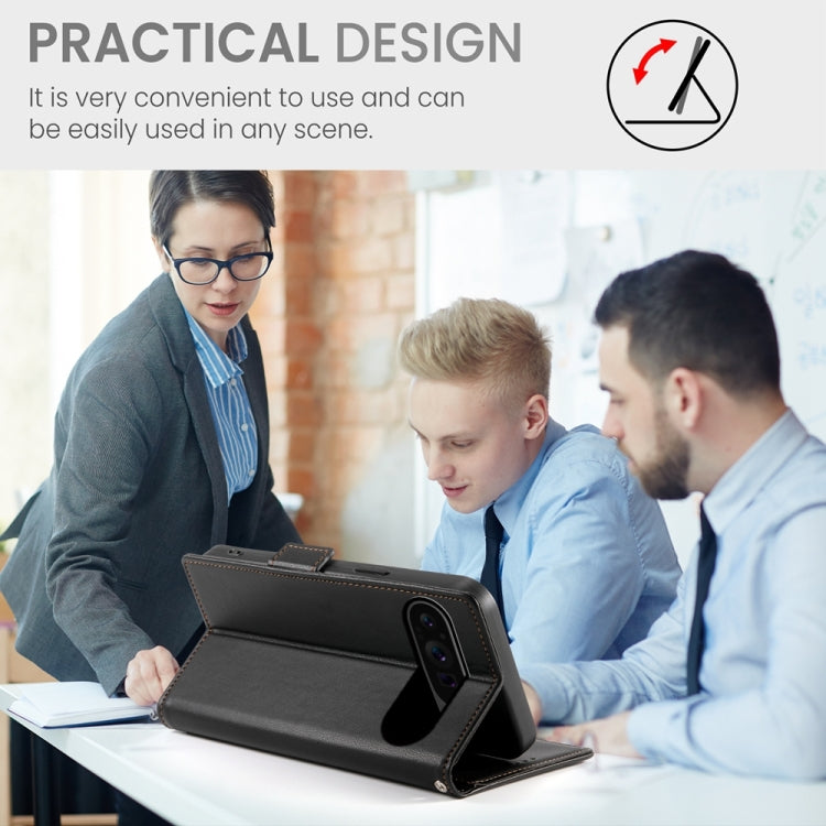 For Google Pixel 9 Pro Side Buckle Magnetic Frosted Leather Phone Case(Black) by buy2fix