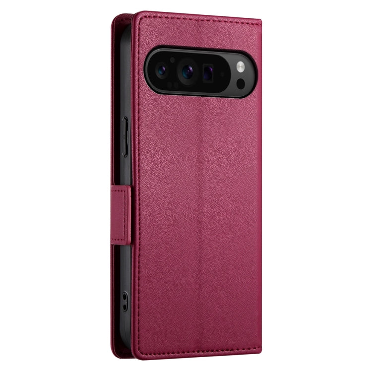 For Google Pixel 9 Pro Side Buckle Magnetic Frosted Leather Phone Case(Wine Red) by buy2fix