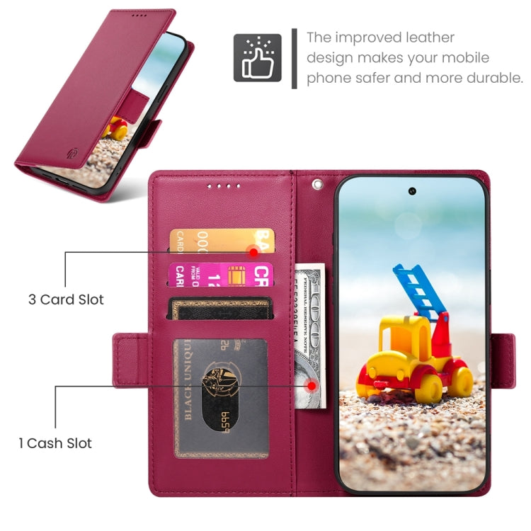 For Google Pixel 9 Pro Side Buckle Magnetic Frosted Leather Phone Case(Wine Red) by buy2fix