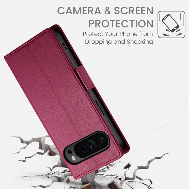 For Google Pixel 9 Pro Side Buckle Magnetic Frosted Leather Phone Case(Wine Red) by buy2fix