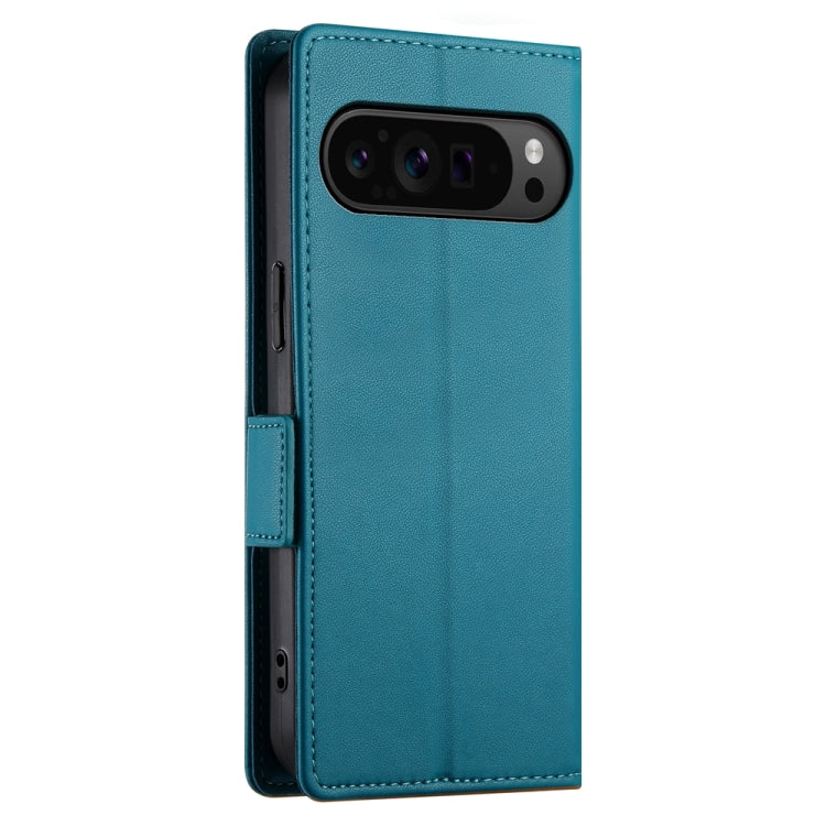 For Google Pixel 9 Pro Side Buckle Magnetic Frosted Leather Phone Case(Blue) by buy2fix
