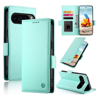 For Google Pixel 9 Pro Side Buckle Magnetic Frosted Leather Phone Case(Mint Green) by buy2fix