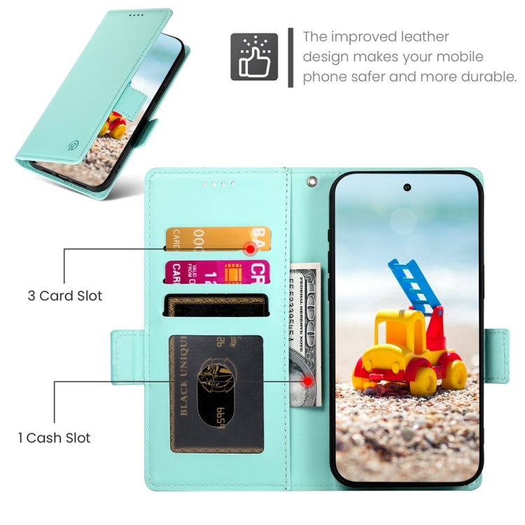 For Google Pixel 9 Pro Side Buckle Magnetic Frosted Leather Phone Case(Mint Green) by buy2fix