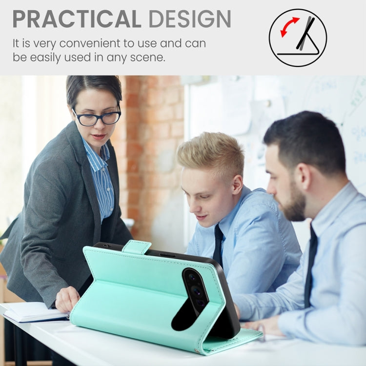 For Google Pixel 9 Pro Side Buckle Magnetic Frosted Leather Phone Case(Mint Green) by buy2fix