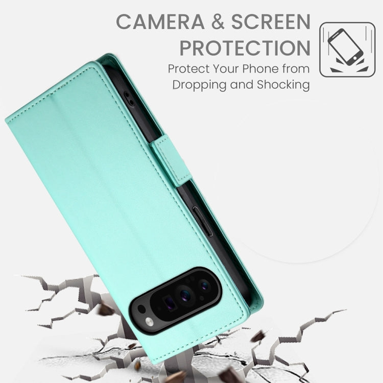 For Google Pixel 9 Pro Side Buckle Magnetic Frosted Leather Phone Case(Mint Green) by buy2fix