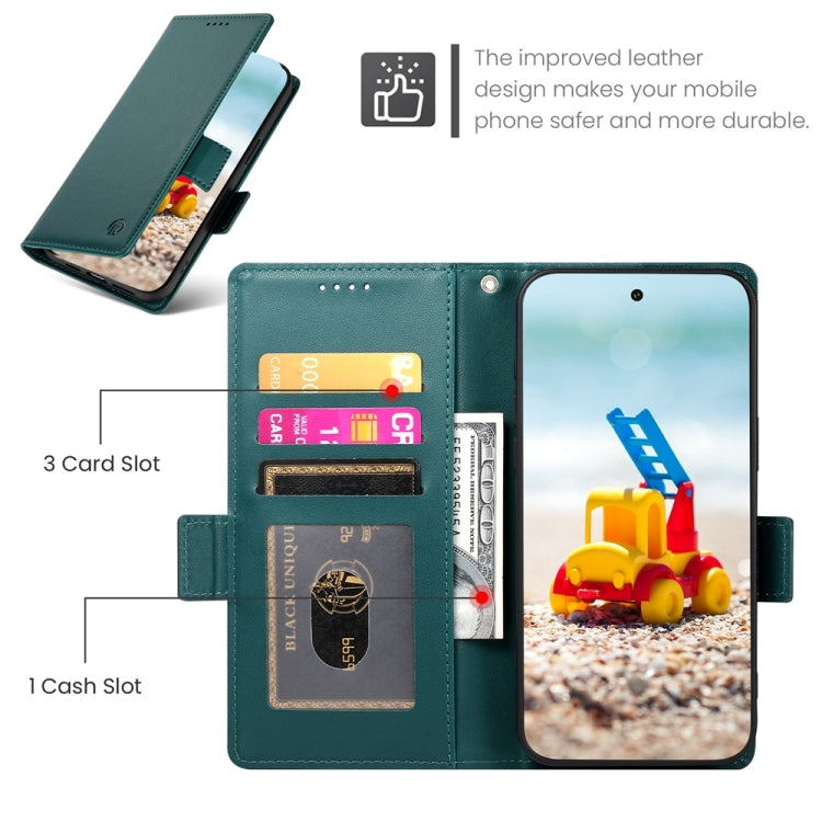 For Google Pixel 9 Pro Side Buckle Magnetic Frosted Leather Phone Case(Dark Green) by buy2fix