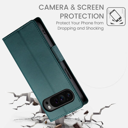 For Google Pixel 9 Pro Side Buckle Magnetic Frosted Leather Phone Case(Dark Green) by buy2fix