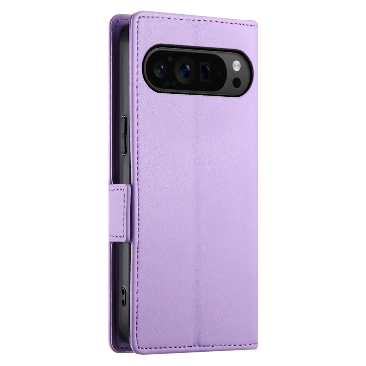 For Google Pixel 9 Pro Side Buckle Magnetic Frosted Leather Phone Case(Purple) by buy2fix