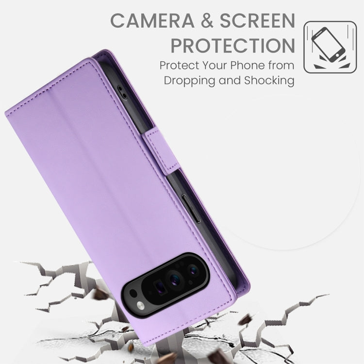 For Google Pixel 9 Pro Side Buckle Magnetic Frosted Leather Phone Case(Purple) by buy2fix