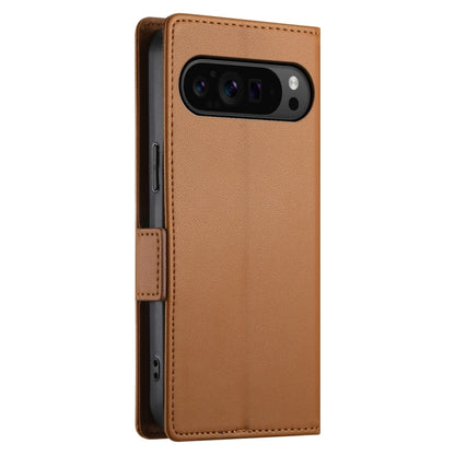 For Google Pixel 9 Pro Side Buckle Magnetic Frosted Leather Phone Case(Brown) by buy2fix