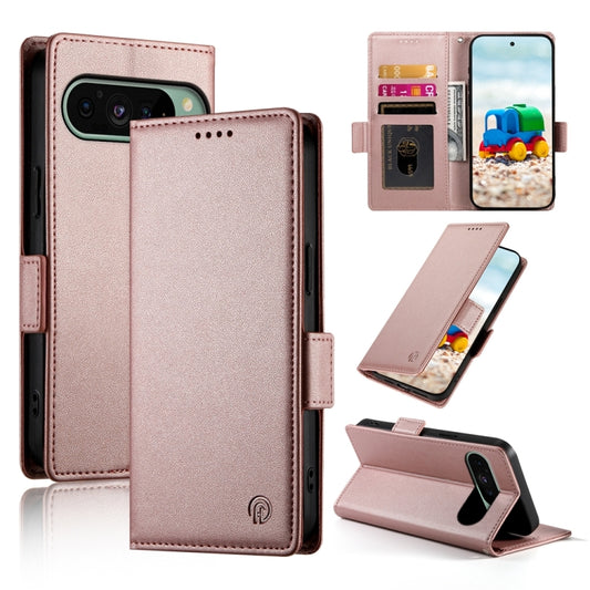 For Google Pixel 9 Side Buckle Magnetic Frosted Leather Phone Case(Rose Gold) by buy2fix