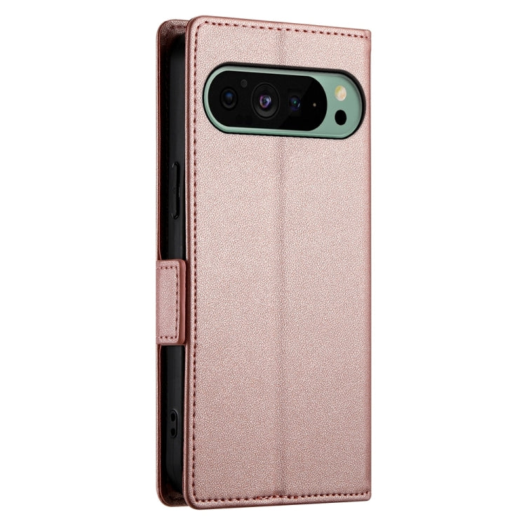 For Google Pixel 9 Side Buckle Magnetic Frosted Leather Phone Case(Rose Gold) by buy2fix