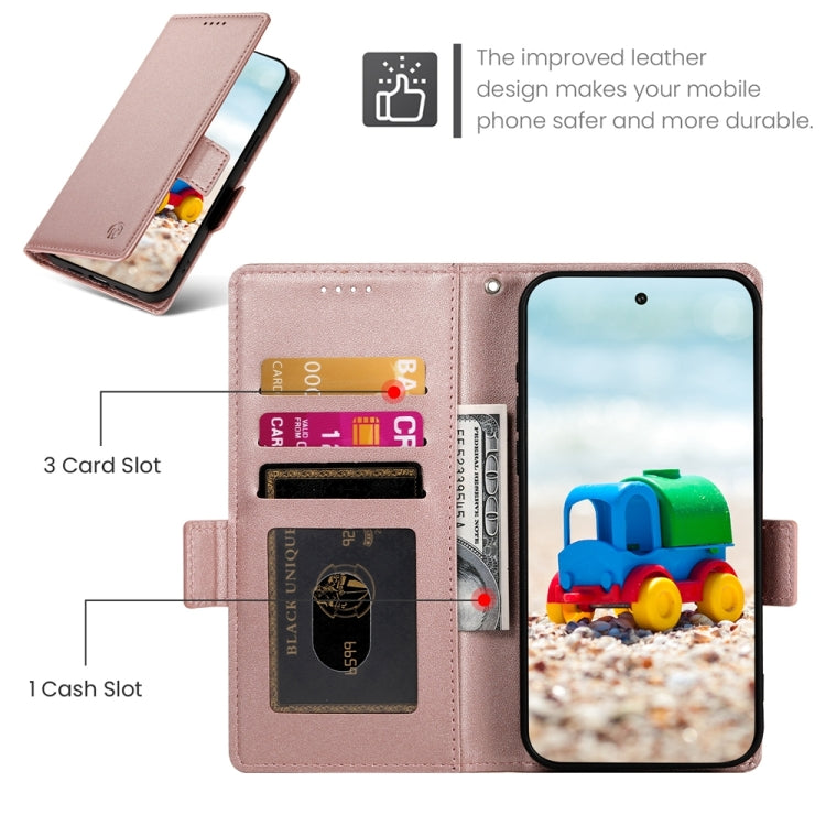 For Google Pixel 9 Side Buckle Magnetic Frosted Leather Phone Case(Rose Gold) by buy2fix