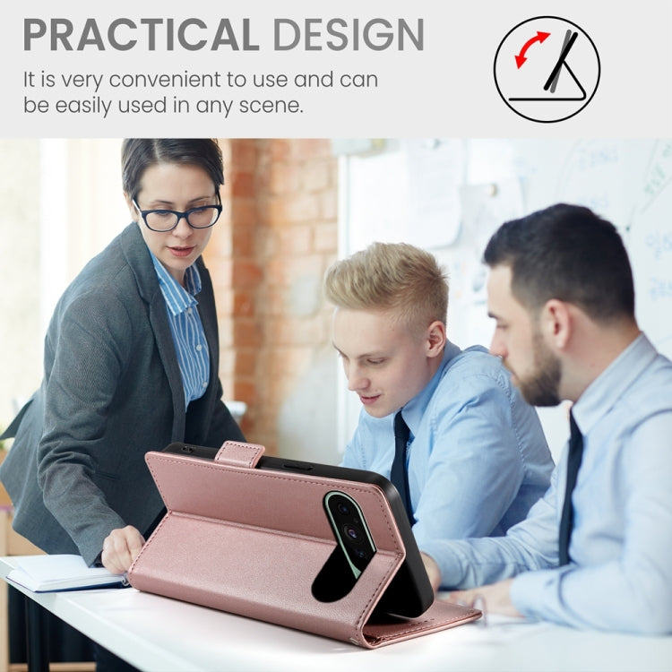 For Google Pixel 9 Side Buckle Magnetic Frosted Leather Phone Case(Rose Gold) by buy2fix