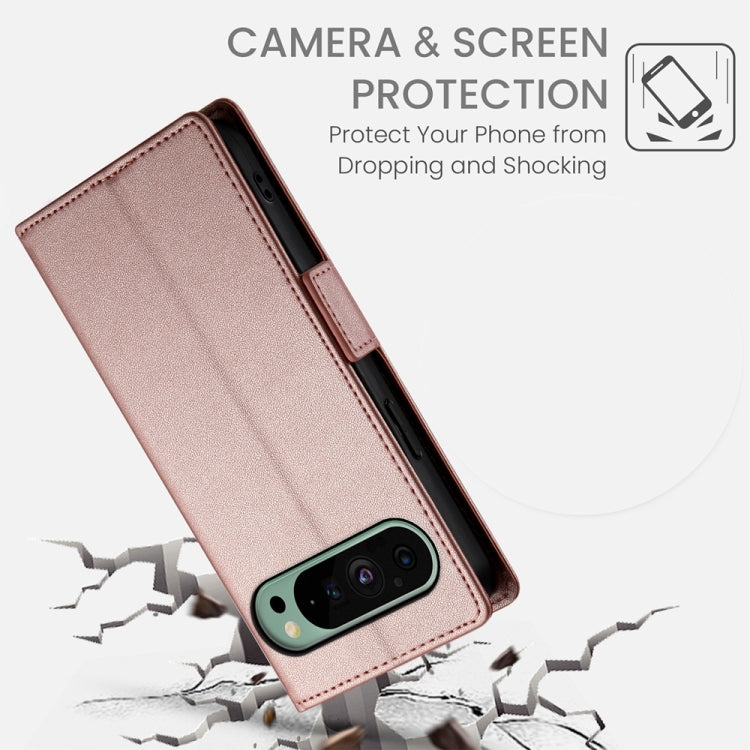 For Google Pixel 9 Side Buckle Magnetic Frosted Leather Phone Case(Rose Gold) by buy2fix