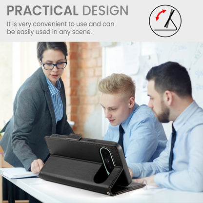 For Google Pixel 9 Side Buckle Magnetic Frosted Leather Phone Case(Black) by buy2fix