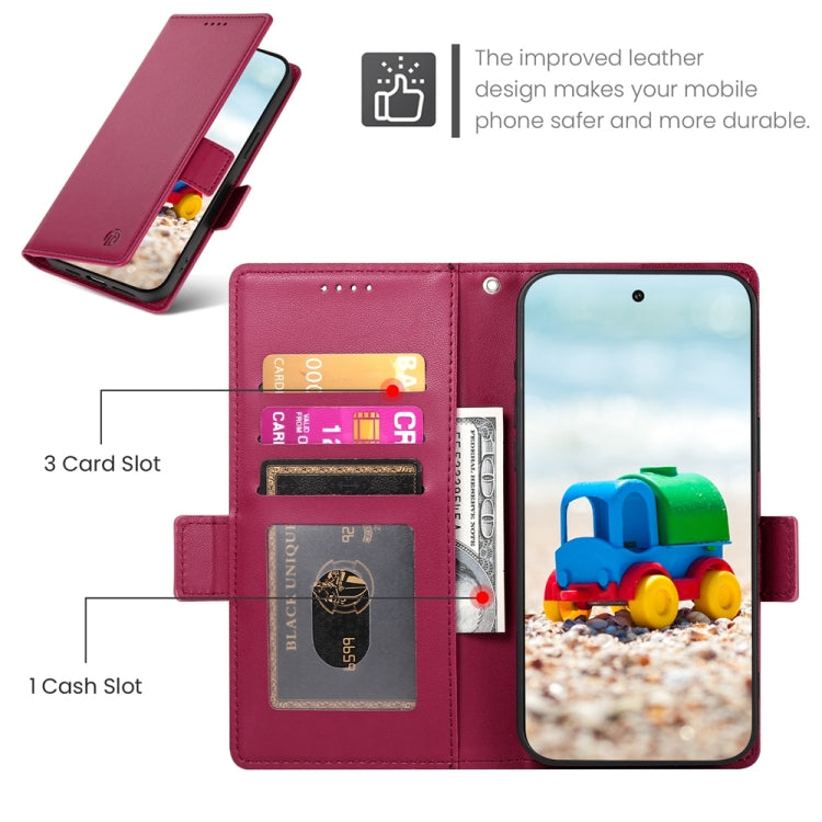 For Google Pixel 9 Side Buckle Magnetic Frosted Leather Phone Case(Wine Red) by buy2fix
