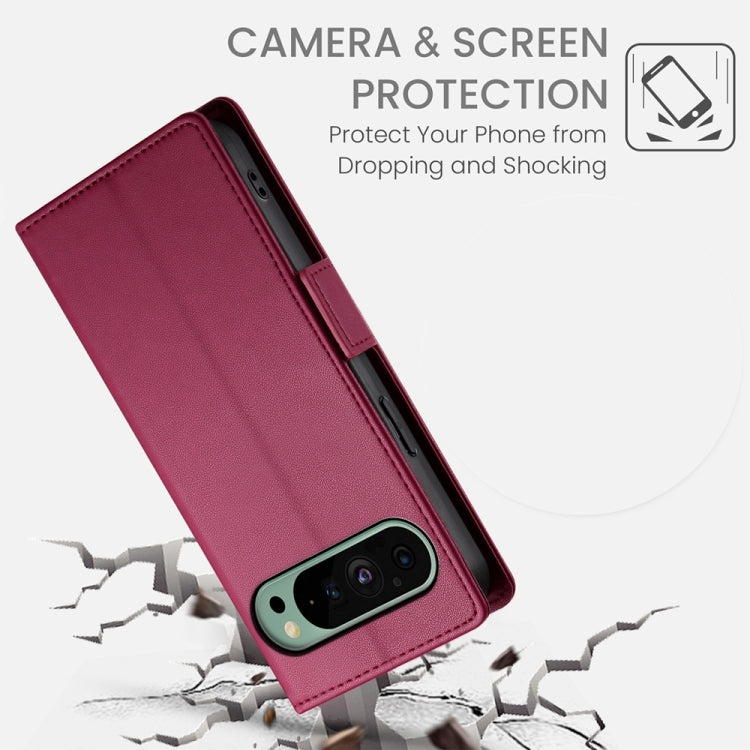 For Google Pixel 9 Side Buckle Magnetic Frosted Leather Phone Case(Wine Red) by buy2fix
