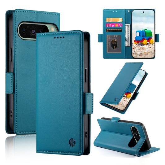 For Google Pixel 9 Side Buckle Magnetic Frosted Leather Phone Case(Blue) by buy2fix