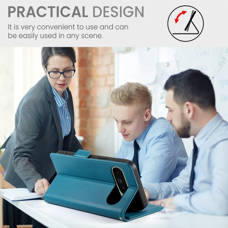 For Google Pixel 9 Side Buckle Magnetic Frosted Leather Phone Case(Blue) by buy2fix