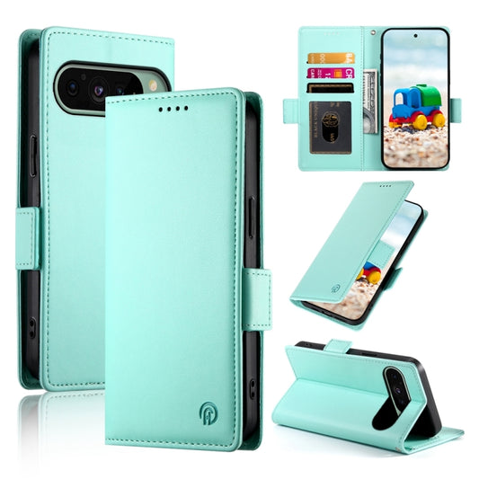 For Google Pixel 9 Side Buckle Magnetic Frosted Leather Phone Case(Mint Green) by buy2fix