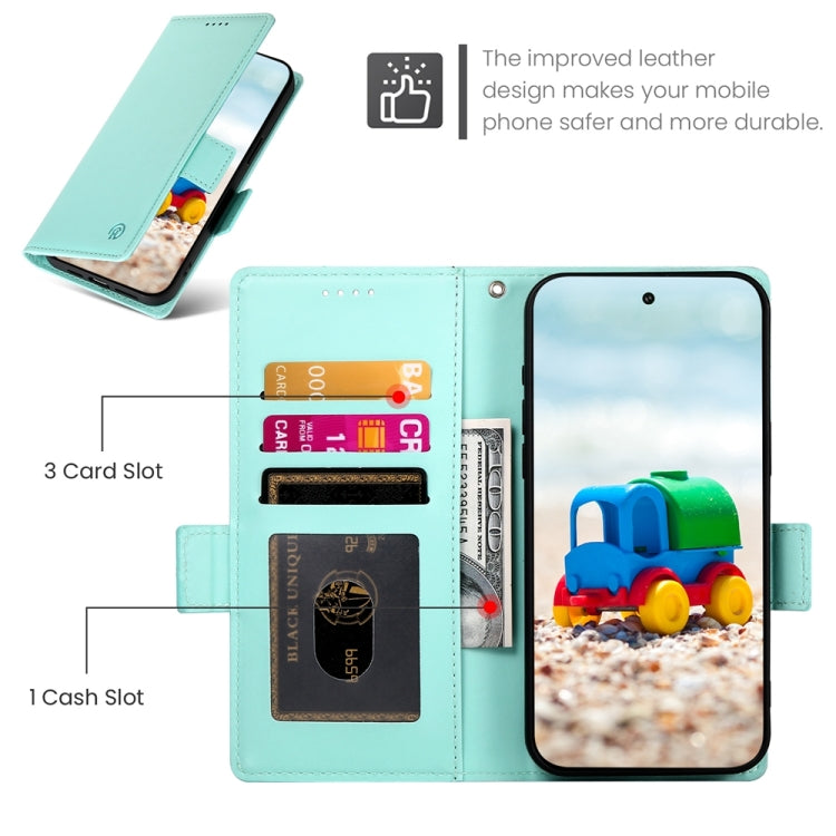 For Google Pixel 9 Side Buckle Magnetic Frosted Leather Phone Case(Mint Green) by buy2fix