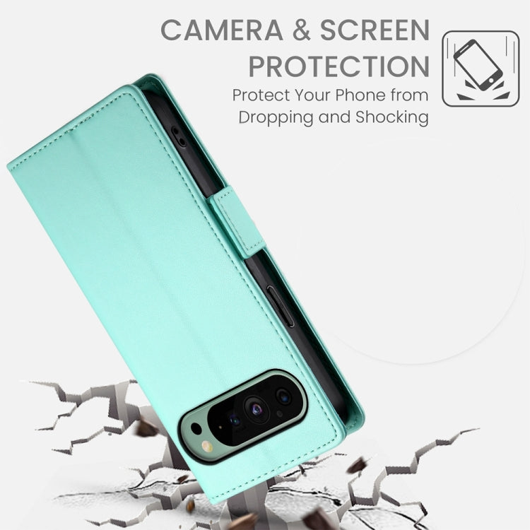 For Google Pixel 9 Side Buckle Magnetic Frosted Leather Phone Case(Mint Green) by buy2fix