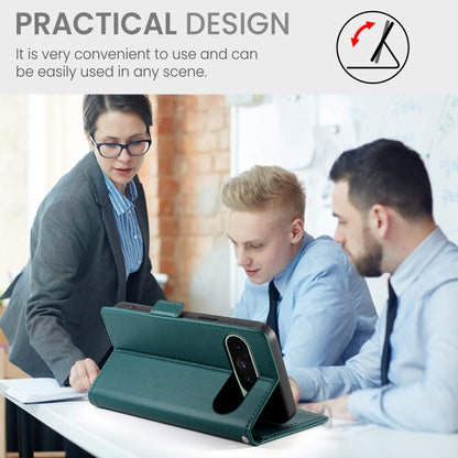 For Google Pixel 9 Side Buckle Magnetic Frosted Leather Phone Case(Dark Green) by buy2fix