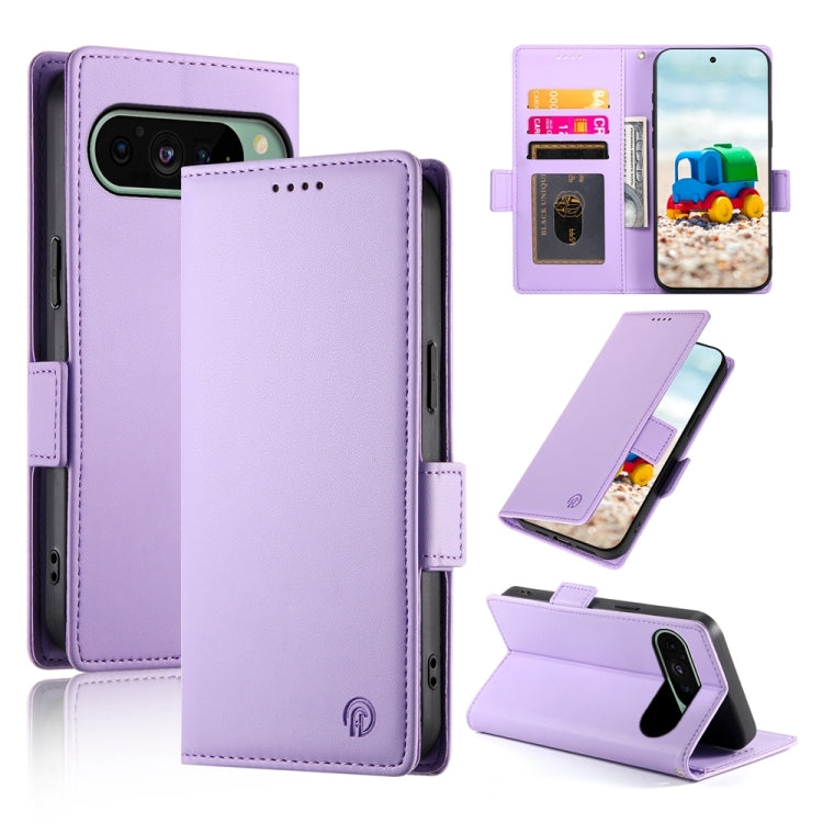 For Google Pixel 9 Side Buckle Magnetic Frosted Leather Phone Case(Purple) by buy2fix